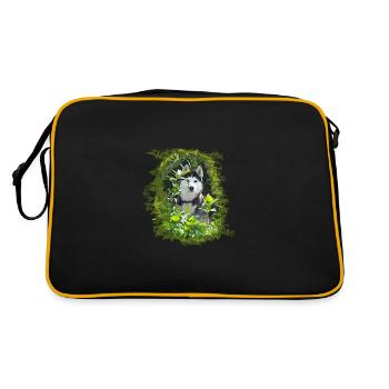 Husky in the bushes - Retro Bag - black/gold - Back
