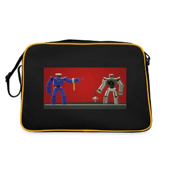 Silver and blue robots - Retro Bag - black/gold - Back