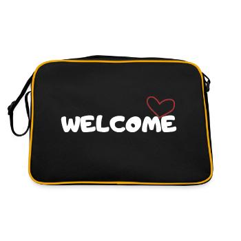 Bienvenue Herzlich Willkommen Heart Herz - Sac Retro - noir/or - Dos