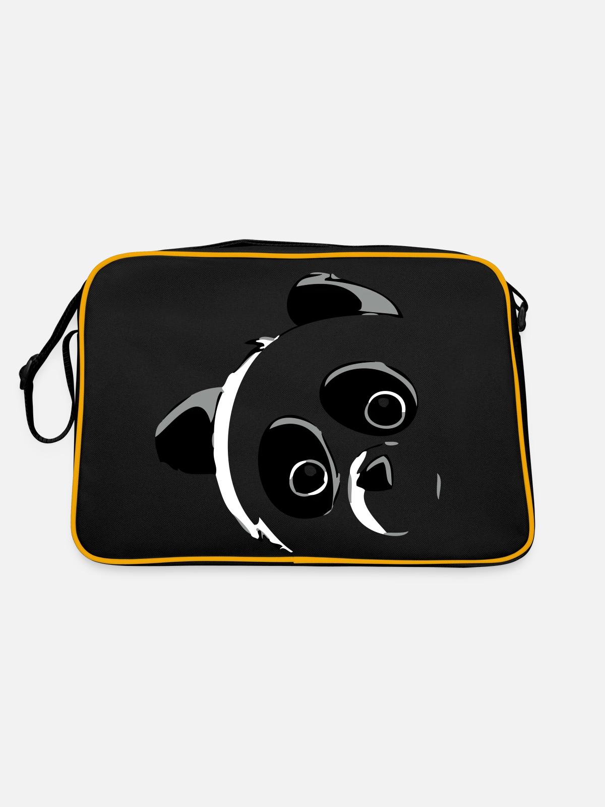 Panda head - Retro Bag - black/gold - Back