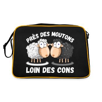 Loin des cons près des moutons humour mouton - Sac Retro - noir/or - Dos