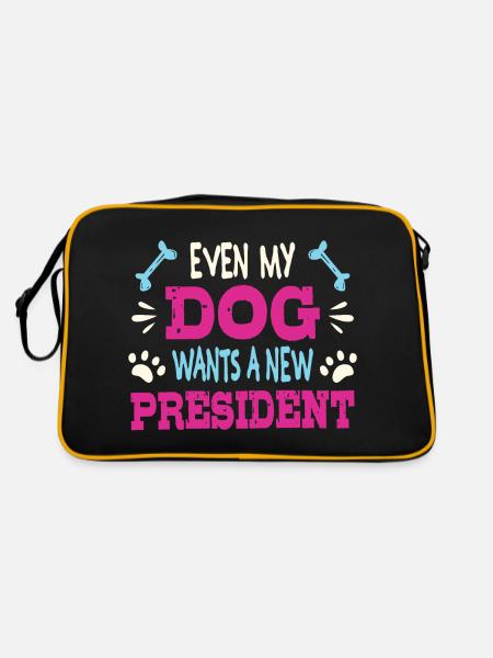 Même mon chien veut un nouveau président - Sac Retro - noir/or - Dos