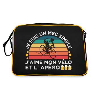 Vélo et apéro humour cycliste cadeau cyclisme - Sac Retro - noir/or - Dos