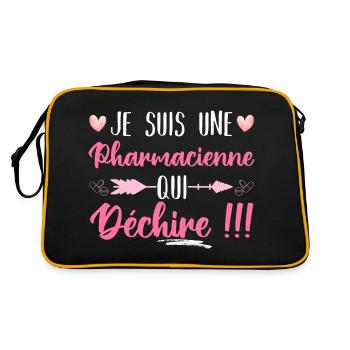 Je suis une pharmacienne qui déchire humour cadeau - Sac Retro - noir/or - Dos