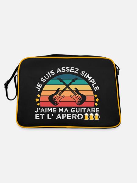 Guitare et apéro humour guitariste cadeau vintage. - Sac Retro - noir/or - Dos