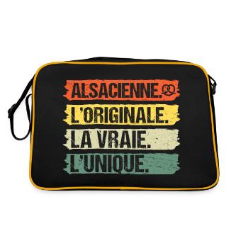 Alsacienne originale humour Alsace cadeau vintage - Sac Retro - noir/or - Dos