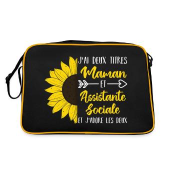 Je suis maman et assistante sociale fête des mères - Sac Retro - noir/or - Dos