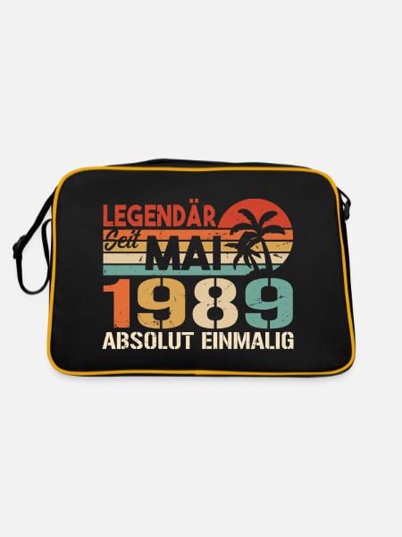 Legendary since May 1989 - Birthday in May 1989 - Retro Bag - black/gold - Back