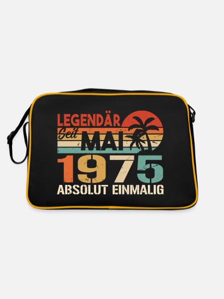 Legendär seit Mai 1975 - Geburtstag im Mai 1975 - Retro Tasche - Schwarz/Gold - Hinten
