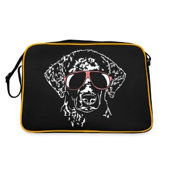 Curly Coated Retriever cool - Retro Tasche - Schwarz/Gold - Hinten