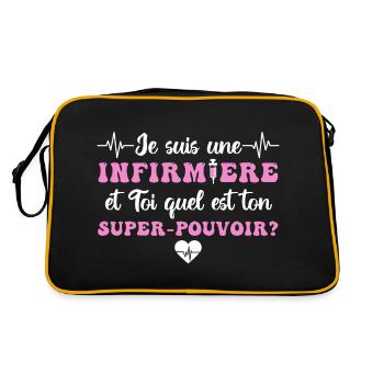 Infirmière super pouvoir humour infirmiere cadeau - Sac Retro - noir/or - Dos