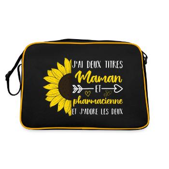 J' ai deux titres maman et pharmacienne cadeau - Sac Retro - noir/or - Dos