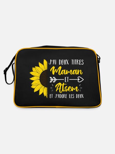 J' ai deux titres maman et atsem cadeau pour atsem - Sac Retro - noir/or - Dos