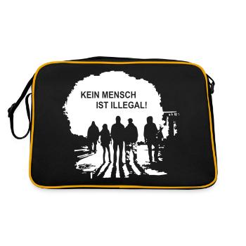030 - kein mensch ist illegal - Retro Tasche - Schwarz/Gold - Hinten