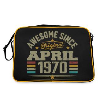 April 1970 Geburtstag Vintage Geschenkidee aus den 1970er Jahren - Retro Tasche - Schwarz/Gold - Hinten