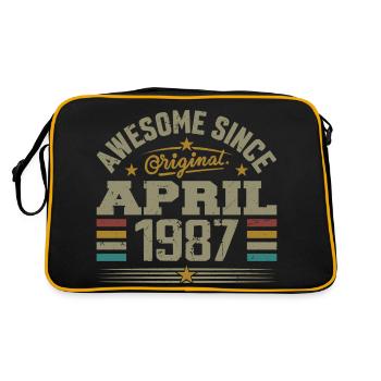 April 1987 Geburtstag Vintage Geschenkidee 1987 - Retro Tasche - Schwarz/Gold - Hinten