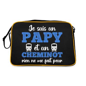 Je suis un papy cheminot humour train cadeau - Sac Retro - noir/or - Dos