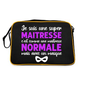 Super maitresse cadeau maîtresse d' école - Sac Retro - noir/or - Dos