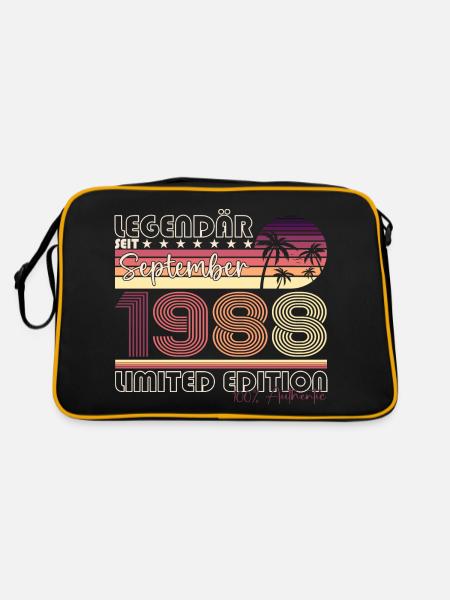Legendär September 1988 34. Geburtstag Geschenk - Retro Tasche - Schwarz/Gold