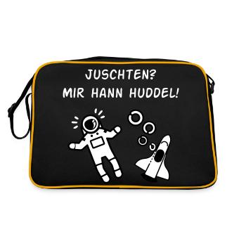 Juschten? Mir hann Huddel! - Retro Tasche - Schwarz/Gold - Hinten