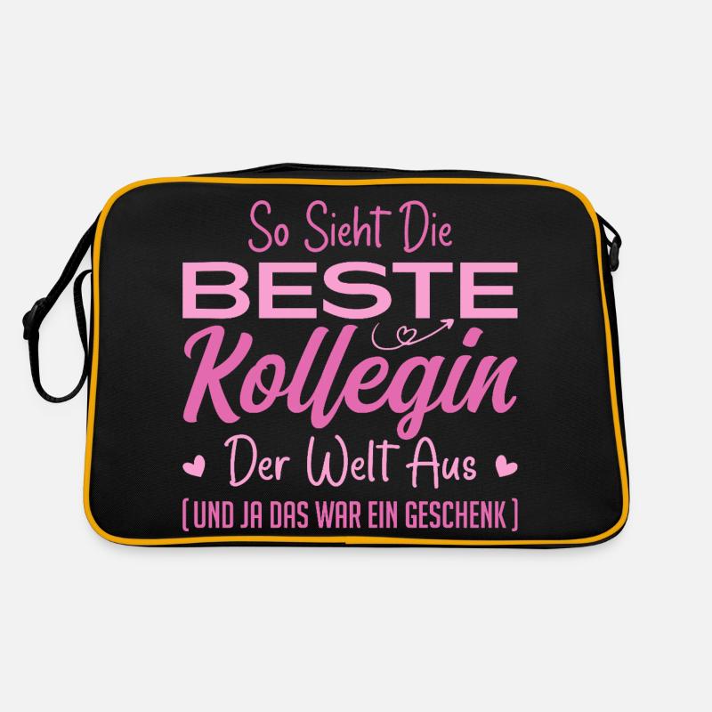 Arbeitskollegin Geschenkidee Beste Kollegin - Retro Tasche - Schwarz/Gold