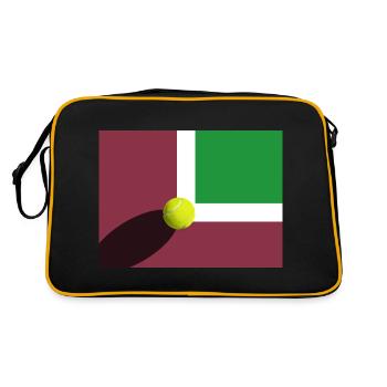 Tennisplatz mit Ball - Retro Tasche - Schwarz/Gold - Hinten