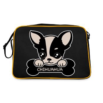 Chihuahua and bones - Retro Bag - black/gold - Back