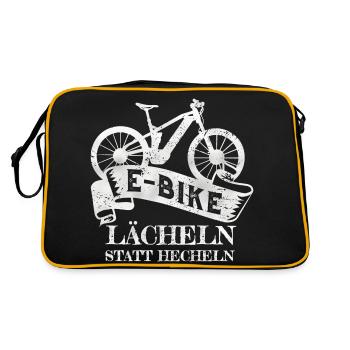 E-Bike Lächeln Statt Hächeln Elektro Fahrrad - Retro Tasche - Schwarz/Gold - Hinten