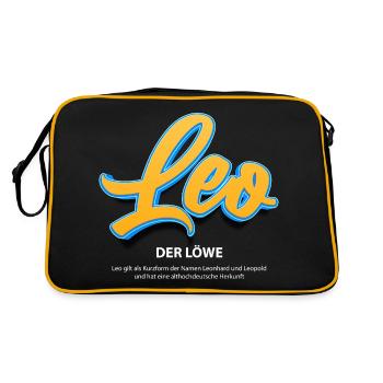 Leo in 3D mit Bedeutung - Retro Tasche - Schwarz/Gold - Hinten