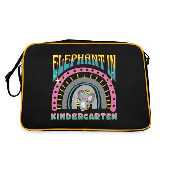 elefant im kindergarten regenbogen streifen design - Retro Tasche - Schwarz/Gold - Hinten