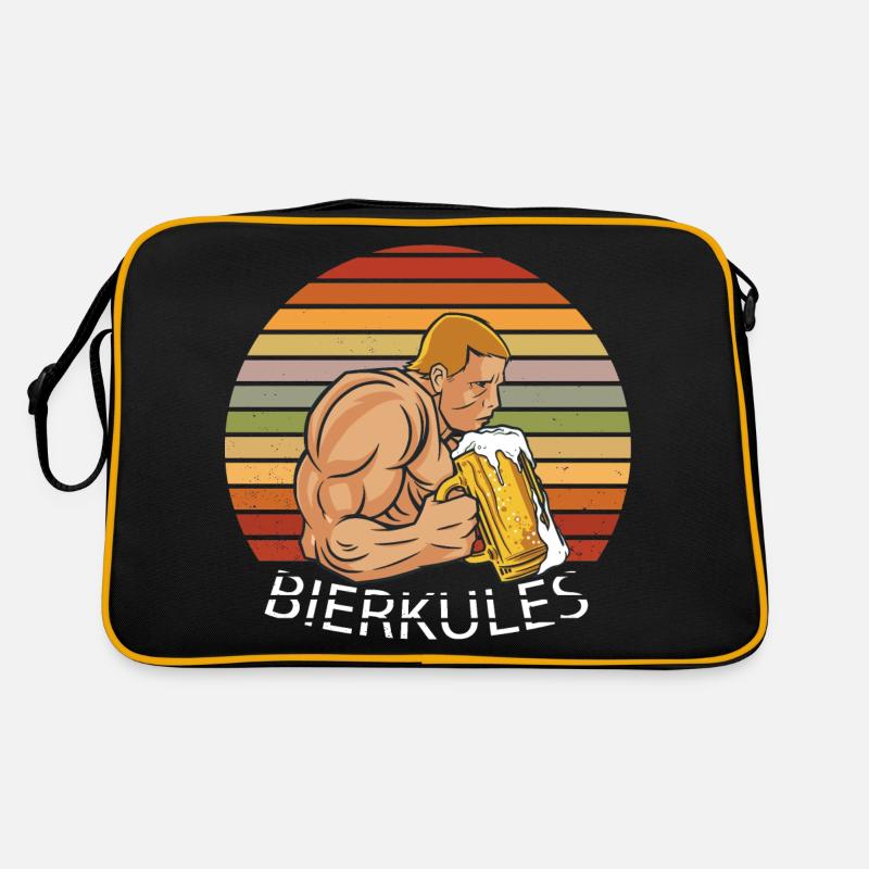Bierkules trinkt Bier lustiges Design Wiesen Retro Tasche