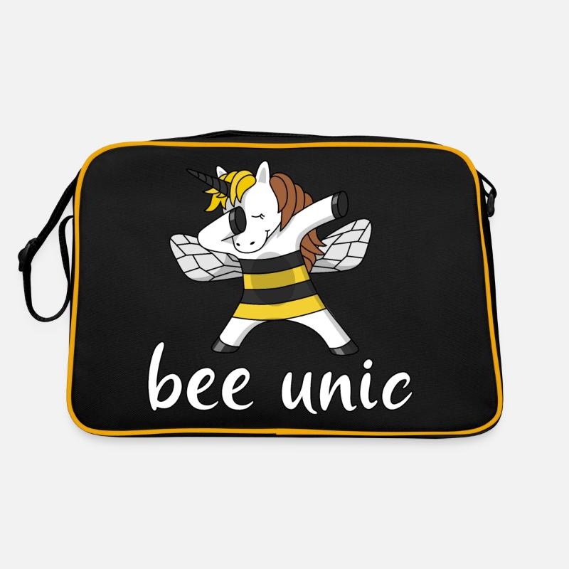 bee unic Biene Einhorn unicorn Imker Imkerin dab - Retro Tasche - Schwarz/Gold