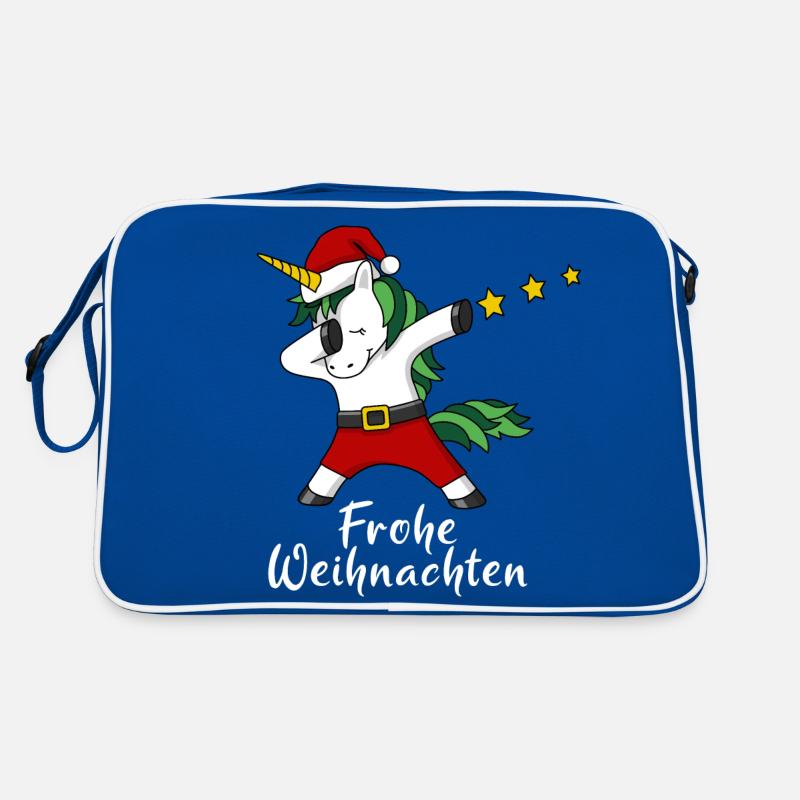 Frohe Weihnachten Einhorn Weihnachtsmann Geschenk Retro Tasche