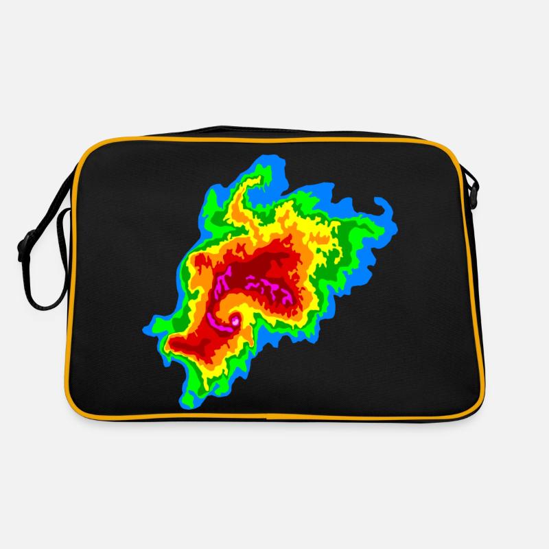 Joplin Superzelle, Tornado, Radar, Sturmjäger - Retro Tasche - Schwarz/Gold