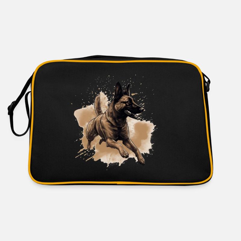Dock belgo-malinois - Plongée dans l’eau - Sac Retro - noir/or