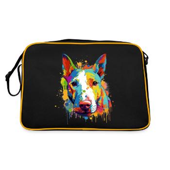 Buntes Bullterrier-Kunstdesign - Retro Tasche - Schwarz/Gold - Hinten