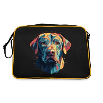 Buntes Labrador-Kunstdesign - Retro Tasche - Schwarz/Gold - Hinten