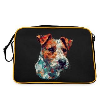 Buntes Russel-Terrier-Kunstdesign - Retro Tasche - Schwarz/Gold - Hinten