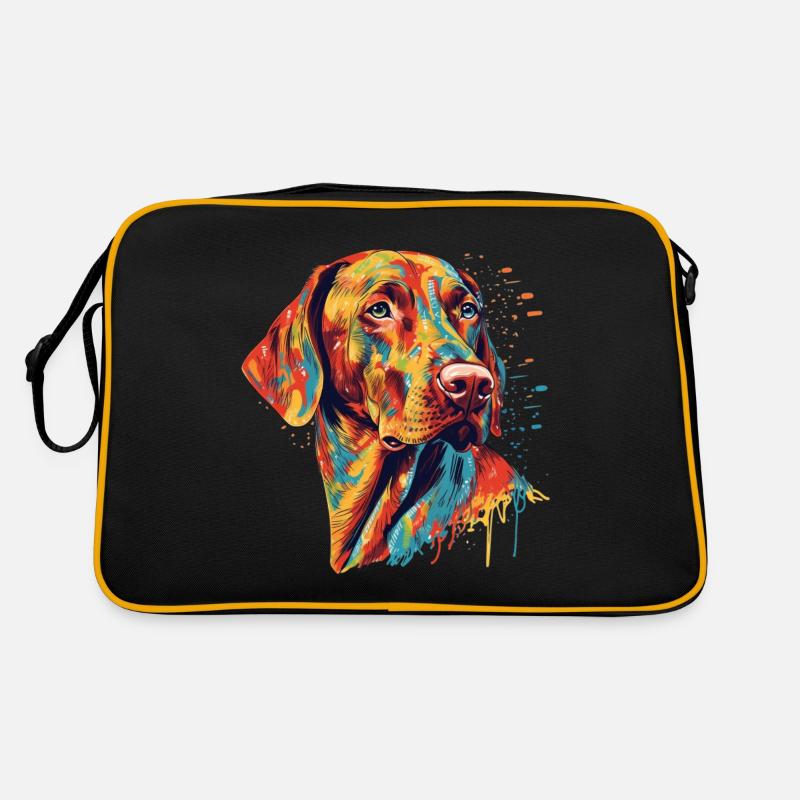 Bunter Vizsla - Retro Tasche - Schwarz/Gold