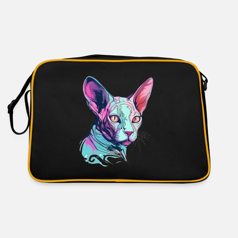Bunte Sphynx-Katze Retro Tasche