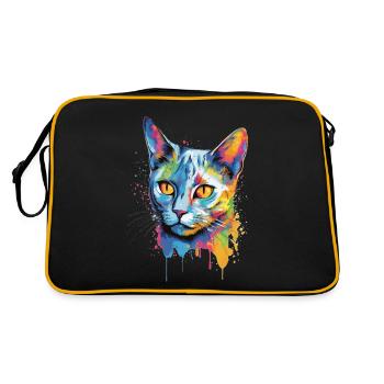 Chat bleu russe coloré - Sac Retro - noir/or - Dos