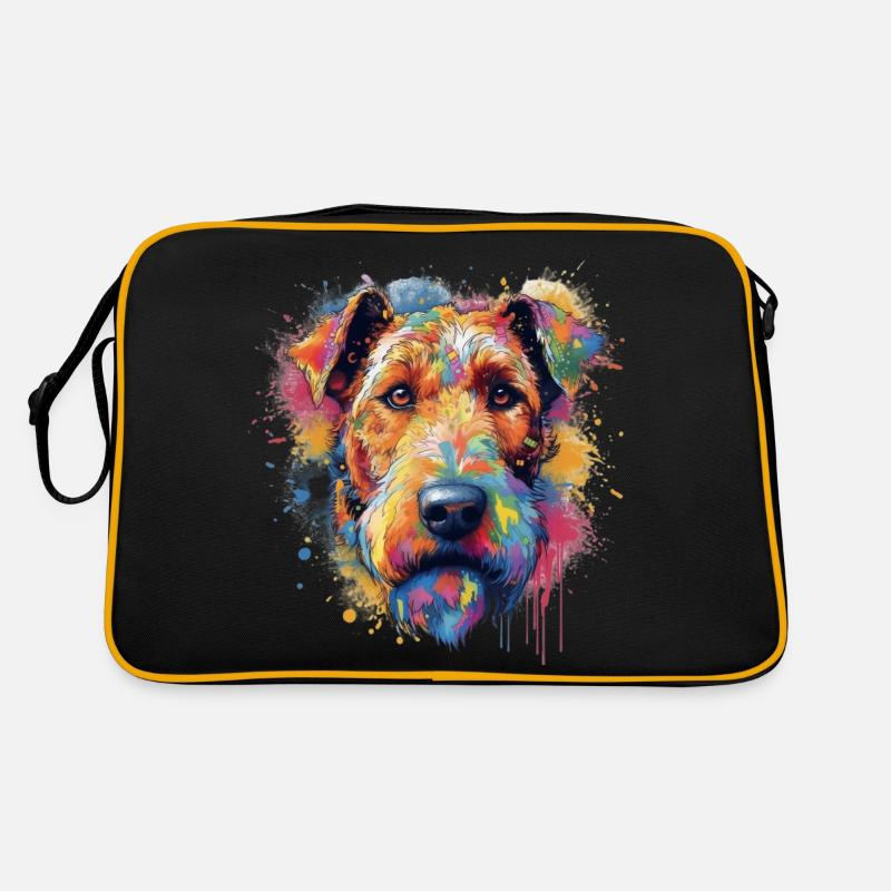 Bunte Airedale-Terrier Retro Tasche