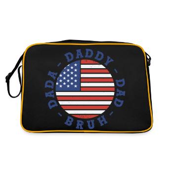 Patriotischer Dada Daddy Dad Bruh 4. Juli USA-Flagge - Retro Tasche - Schwarz/Gold - Hinten