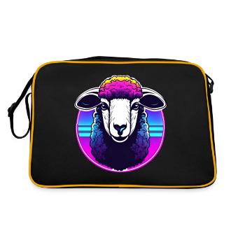 Disco Schaf / Tier / Neon / Zoo / Wolle / Lamm - Retro Tasche - Schwarz/Gold - Hinten