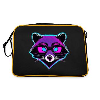 Disco Waschbär / Neon / Tier / Zoo / Raccoon - Retro Tasche - Schwarz/Gold - Hinten