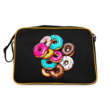 Donuts / Süßigkeit / Zuckerguss / Dessert / Gebäck - Retro Tasche - Schwarz/Gold - Hinten