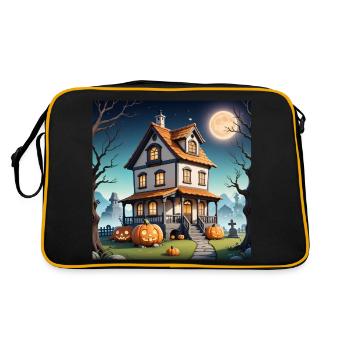 Halloween Haunted House at Full Moon Headstones Pumpkin - Retro Bag - black/gold - Back