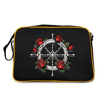 Volant / Ancre / Roses / Ahoy / Navire / Bateau - Sac Retro - noir/or - Dos