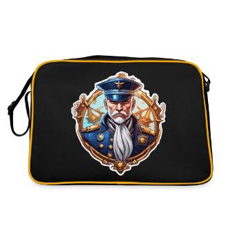 Capitaine / Marin / Marin / Marin / Maritime / Ahoy - Sac Retro - noir/or - Dos