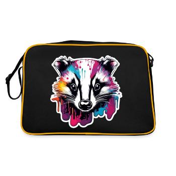 Blaireau / Rongeur / Animal / Rayure / Sauvage - Sac Retro - noir/or - Dos